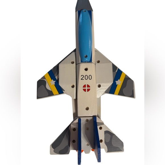 Desktop Wooden Army Aircraft Air-force Model 200 Jet 15" - Picture 7 of 10